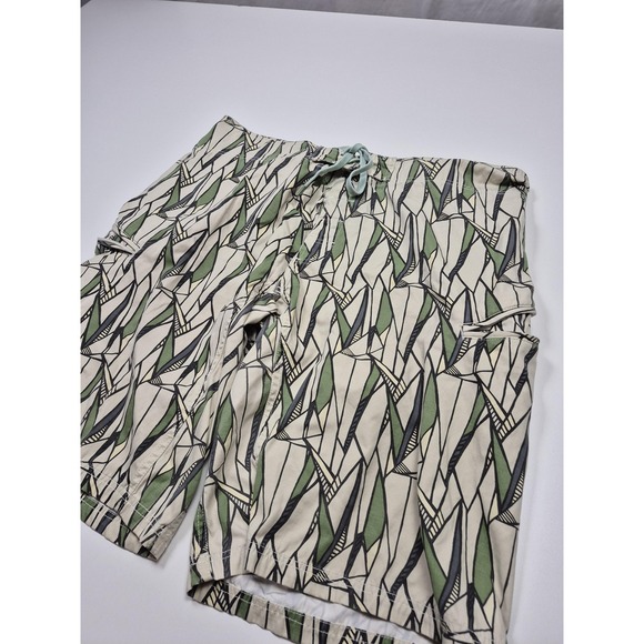 Gramicci Swim Shorts Mens 40 Beige Tropical Geometric Print Drawstring - Picture 2 of 14